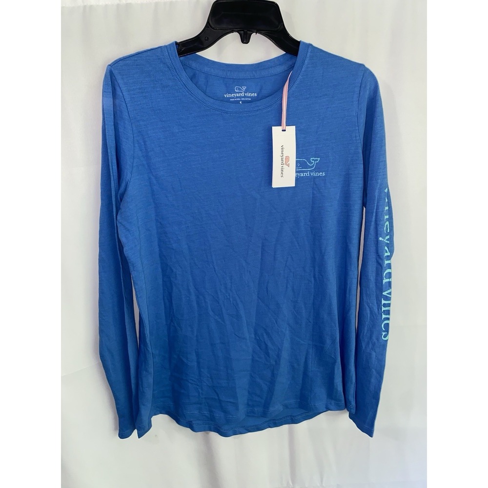 NWT Vineyard Vines Women's LS Graphic T-shirt Whale Gradient VNTG Hull Blue S
